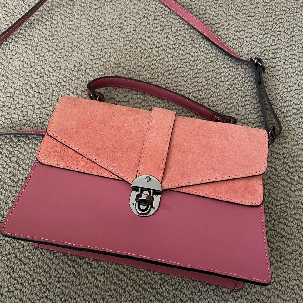 Colorblock Pink Italian Leather Purse